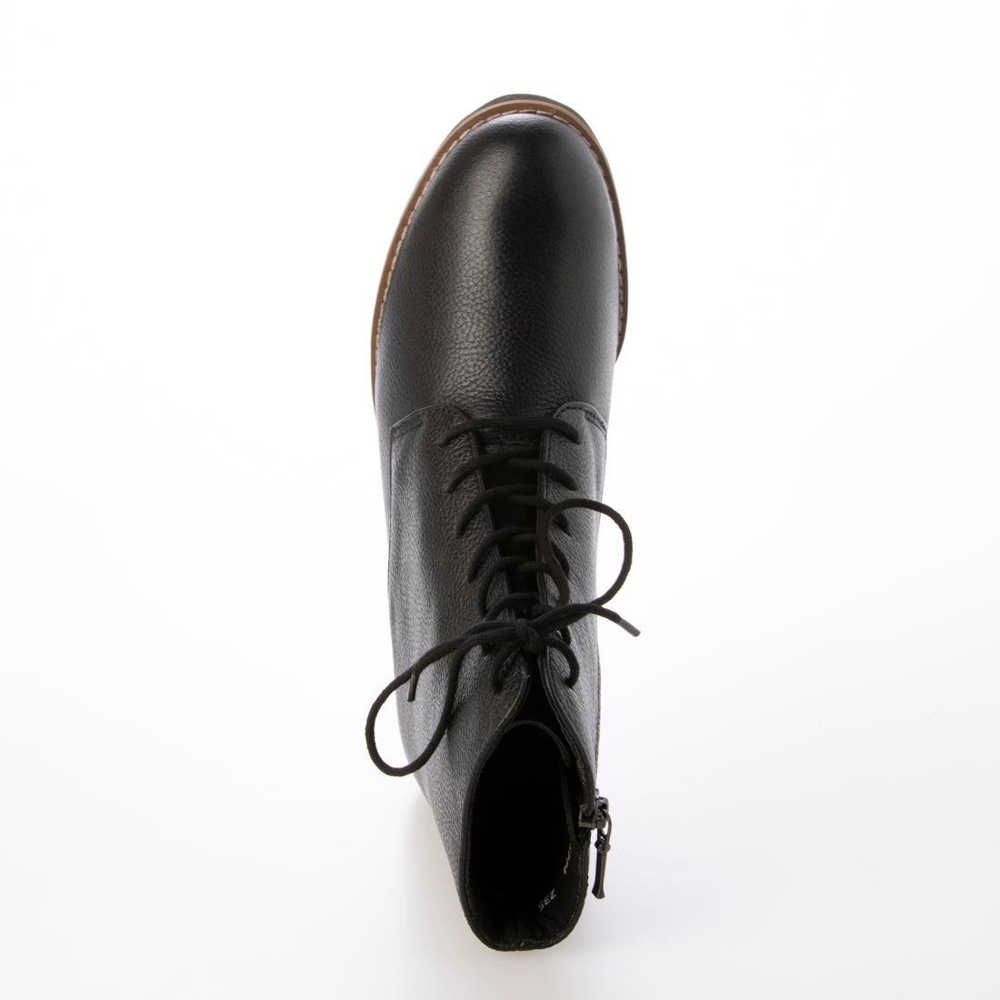 HUSKY 【Genuine Leather】 3.5cm Heel Almond Toe Lace-Up Boots