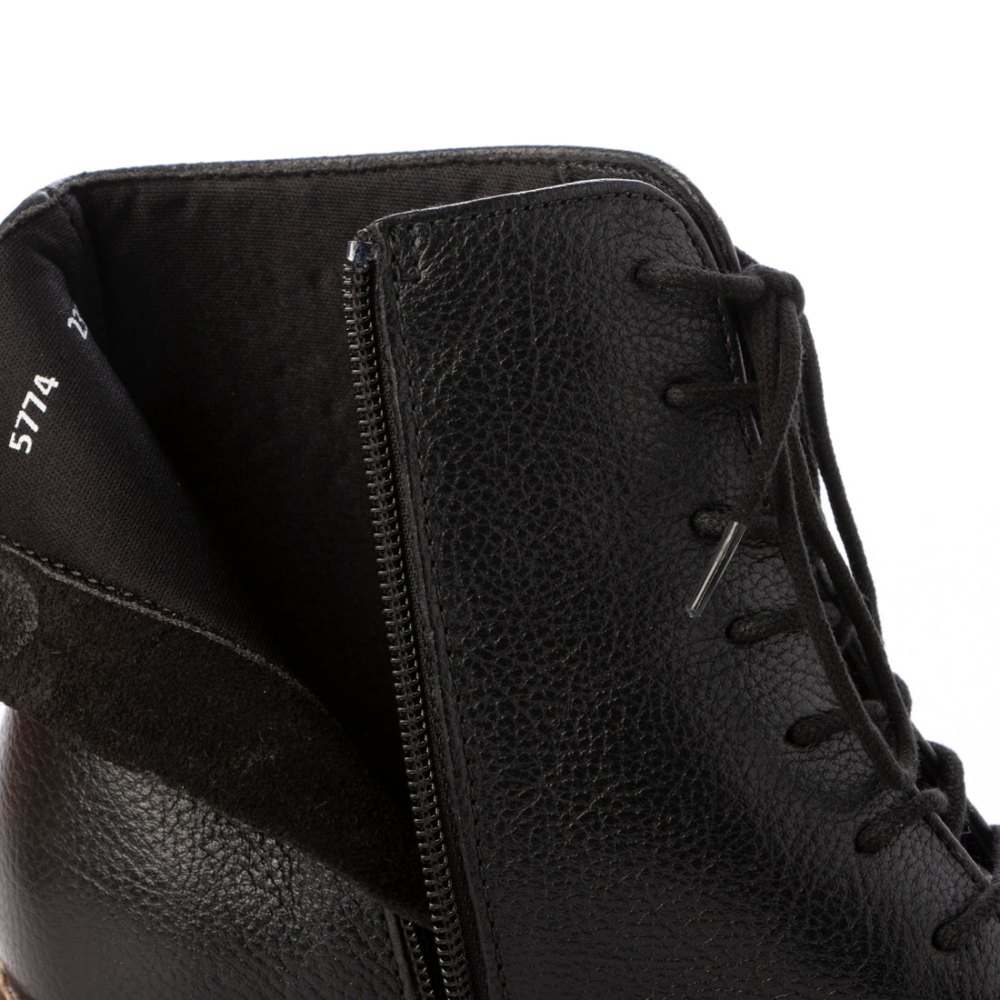 HUSKY 【Genuine Leather】 3.5cm Heel Almond Toe Lace-Up Boots