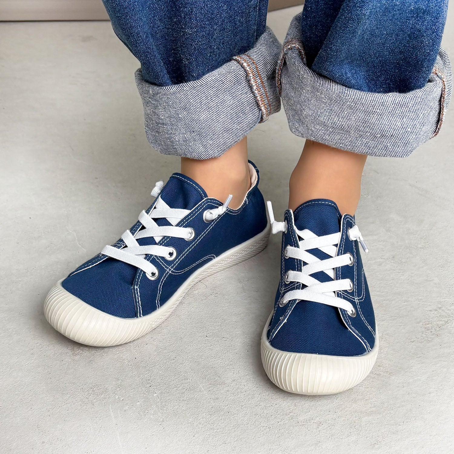 ハスキー HUSKY husky Co.Ltd. onni ELAMA 丸ごと洗える オブリークトゥ スニーカー （BLUE） BLUE