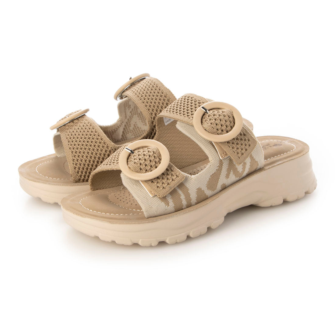 ハスキー HUSKY BOUQET オープントゥ ダブルベルト ゼブラ柄 サンダル （BEIGE） BEIGE