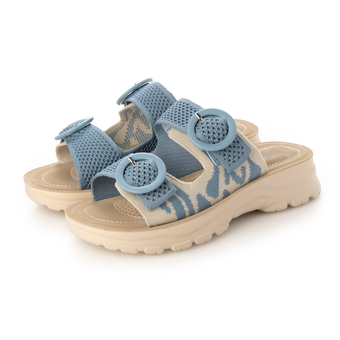 ハスキー HUSKY BOUQET オープントゥ ダブルベルト ゼブラ柄 サンダル （BLUE） BLUE
