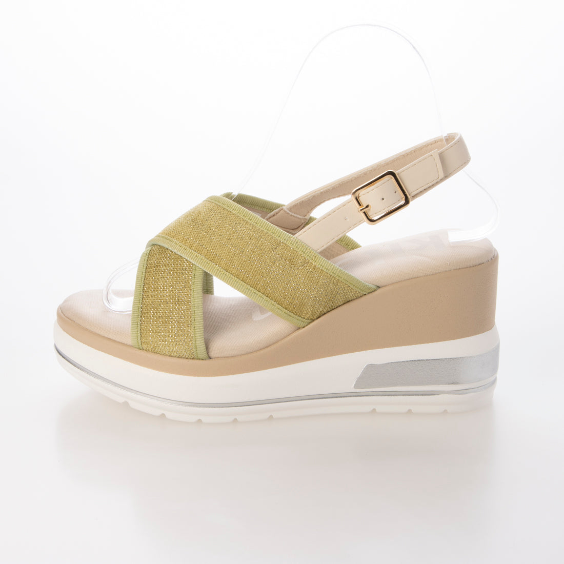 ハスキー HUSKY kitson キラキラ クロスベルトバックストラップ 厚底サンダル （LIME） LIME