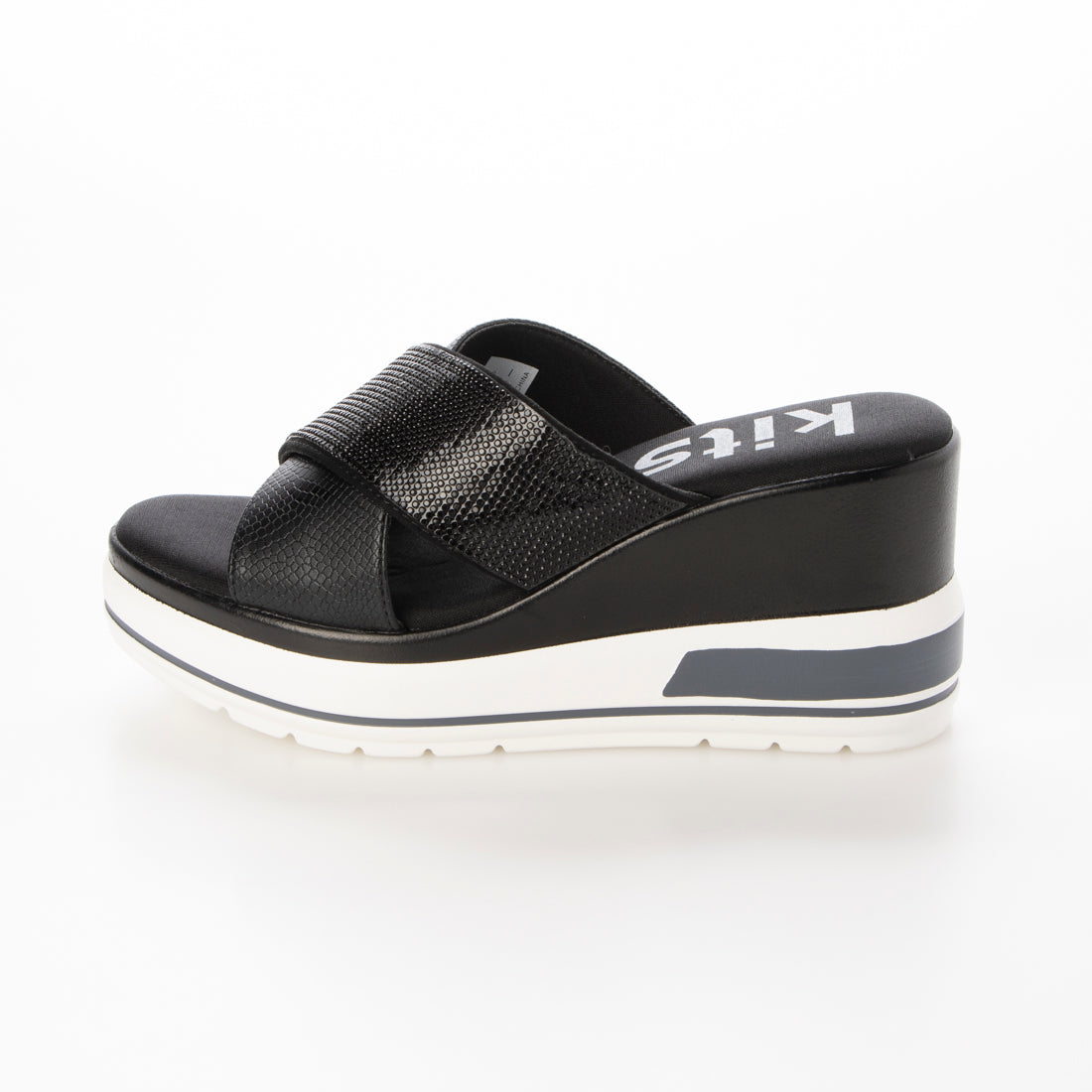 ハスキー HUSKY kitson キラキラ クロスベルト 厚底サンダル （BLACK） BLACK