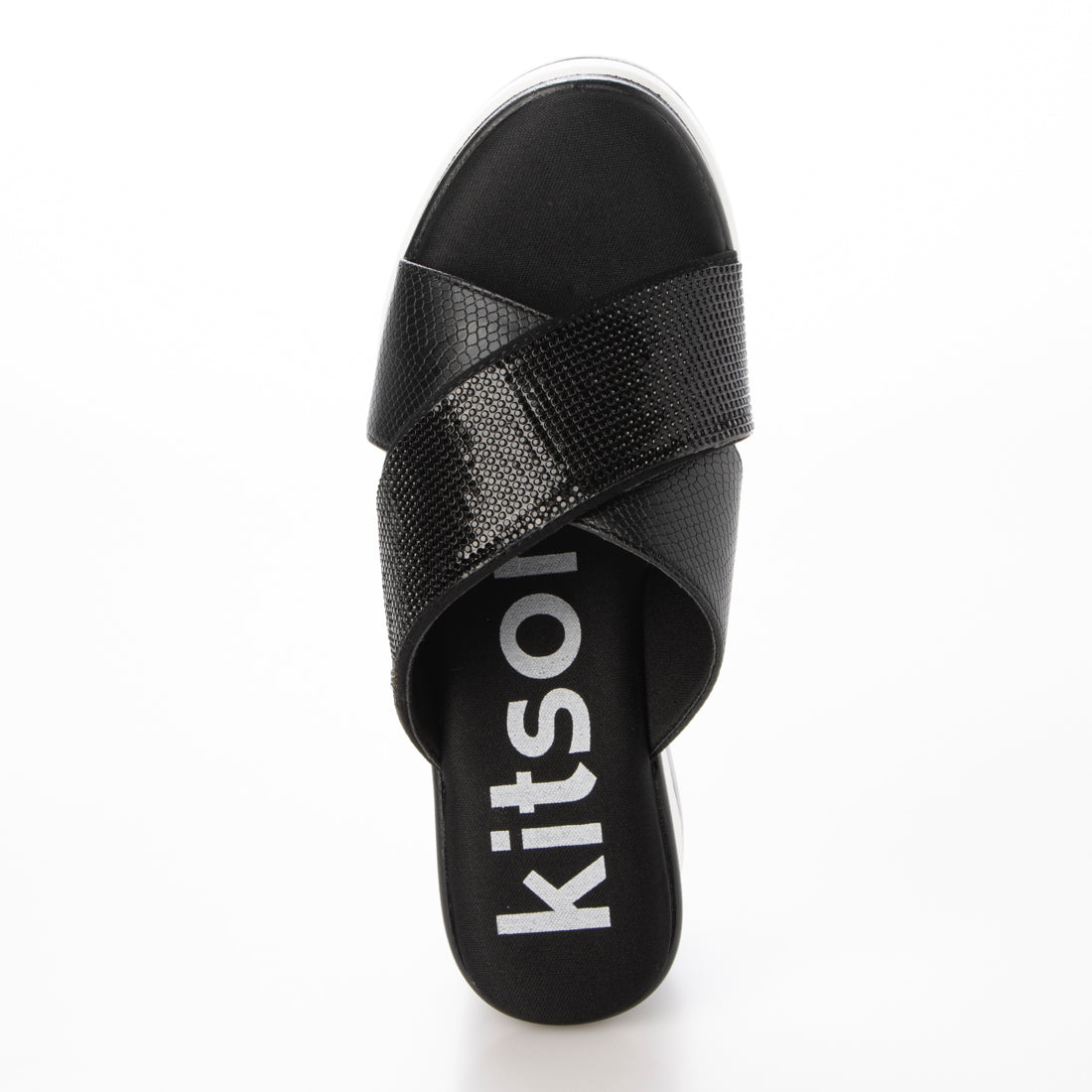 ハスキー HUSKY kitson キラキラ クロスベルト 厚底サンダル （BLACK） BLACK