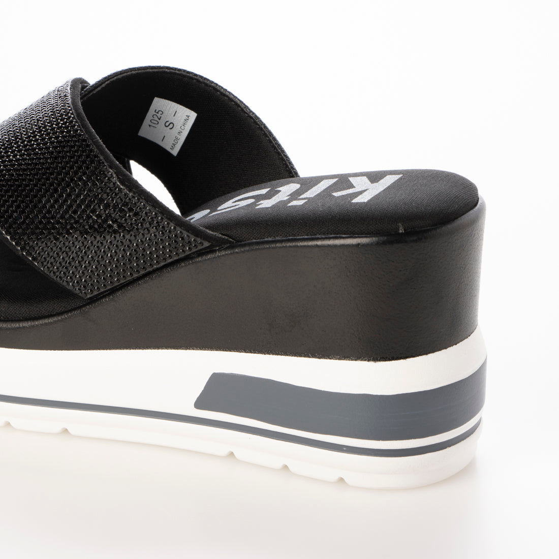 ハスキー HUSKY kitson キラキラ クロスベルト 厚底サンダル （BLACK） BLACK