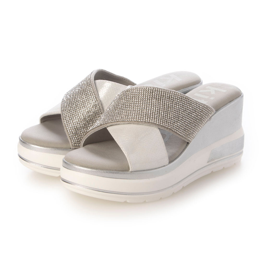 ハスキー HUSKY kitson キラキラ クロスベルト 厚底サンダル （SILVER） SILVER