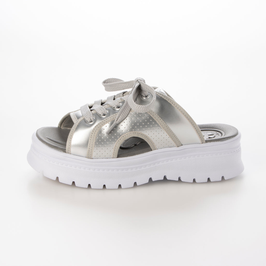 ハスキー HUSKY BOUQET オープントゥ レースアップ 厚底 サンダル （SILVER） SILVER