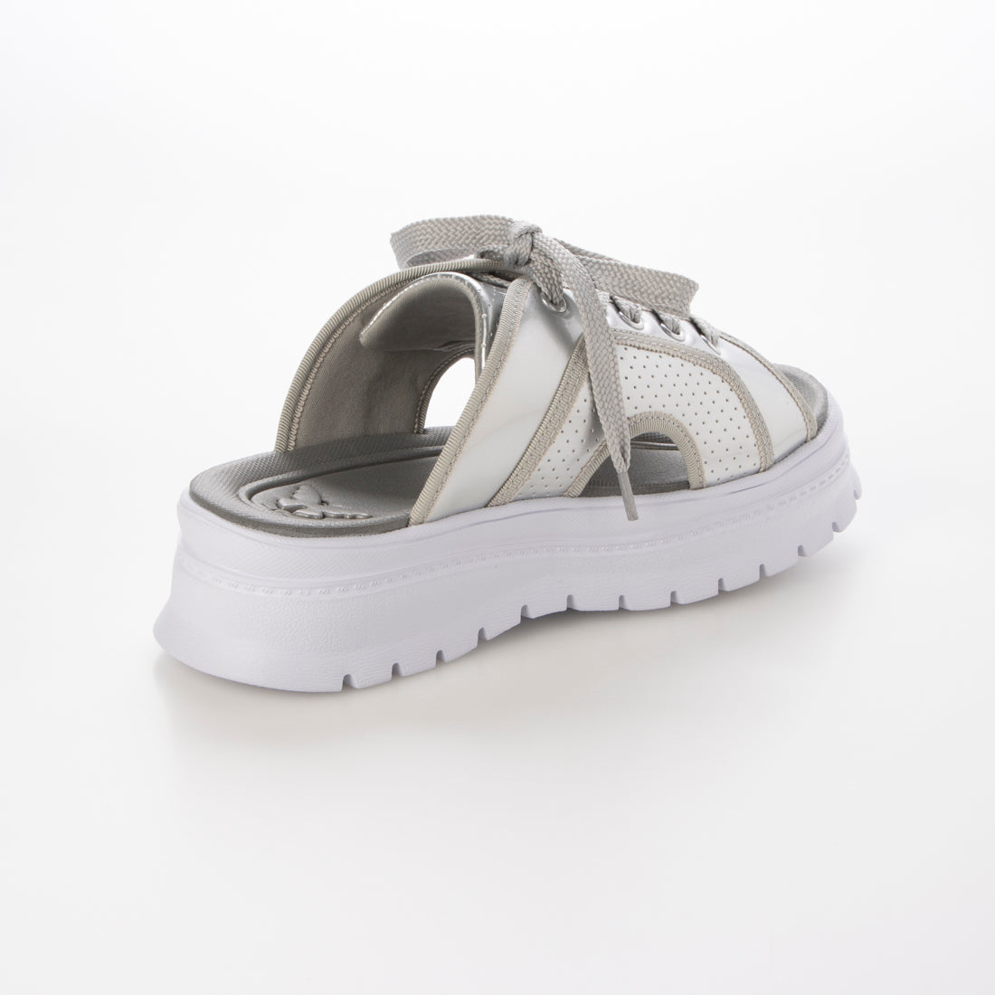 ハスキー HUSKY BOUQET オープントゥ レースアップ 厚底 サンダル （SILVER） SILVER