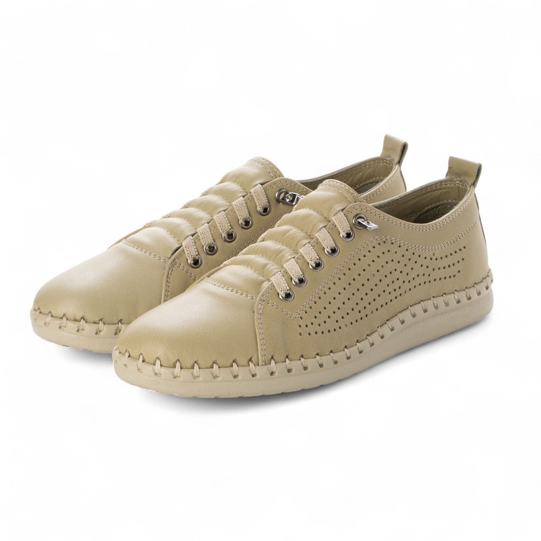 ハスキー HUSKY HOSH ホッシュ メイドインイスタンブール ソフトカウレザー パンチングスニーカー （KHAKI） KHAKI