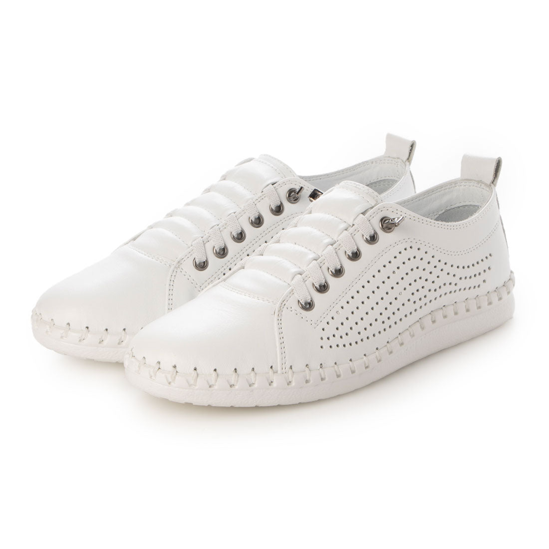 ハスキー HUSKY HOSH ホッシュ メイドインイスタンブール ソフトカウレザー パンチングスニーカー （WHITE） WHITE