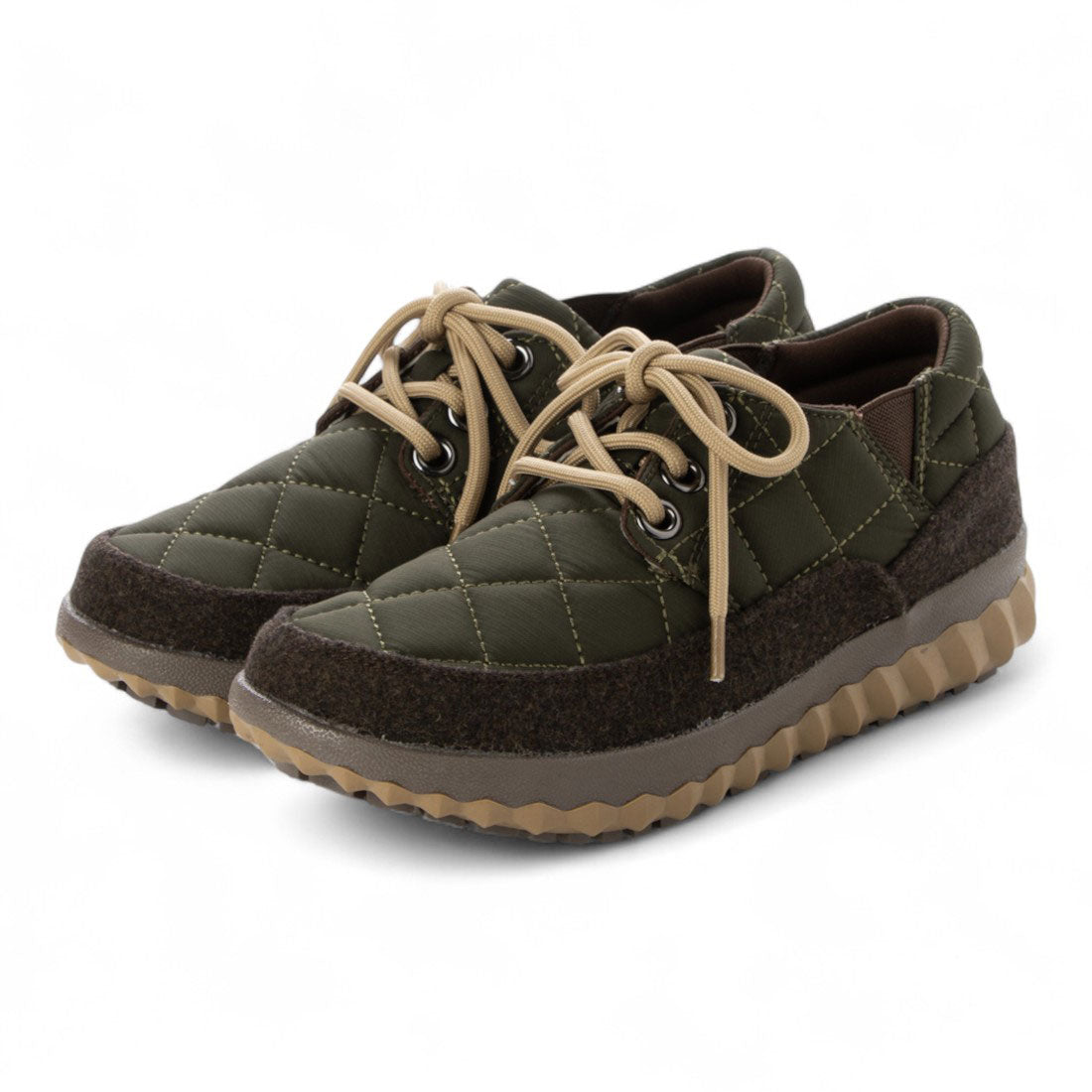 ハスキー HUSKY TOKYO CAMPGO 防水 防滑 防寒 ダイヤキルティング 3ホール ローカット レースアップ スニーカー （KHAKI） KHAKI