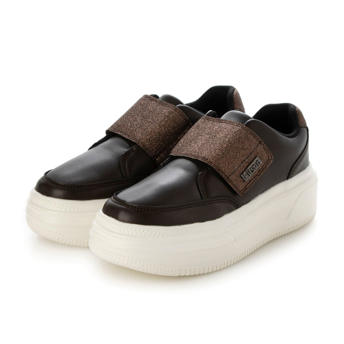 ハスキー HUSKY KITSON キットソン 厚底 ウェッジソール 軽量 ベルクロ ローカットスリッポン スニーカー （BROWN） BROWN