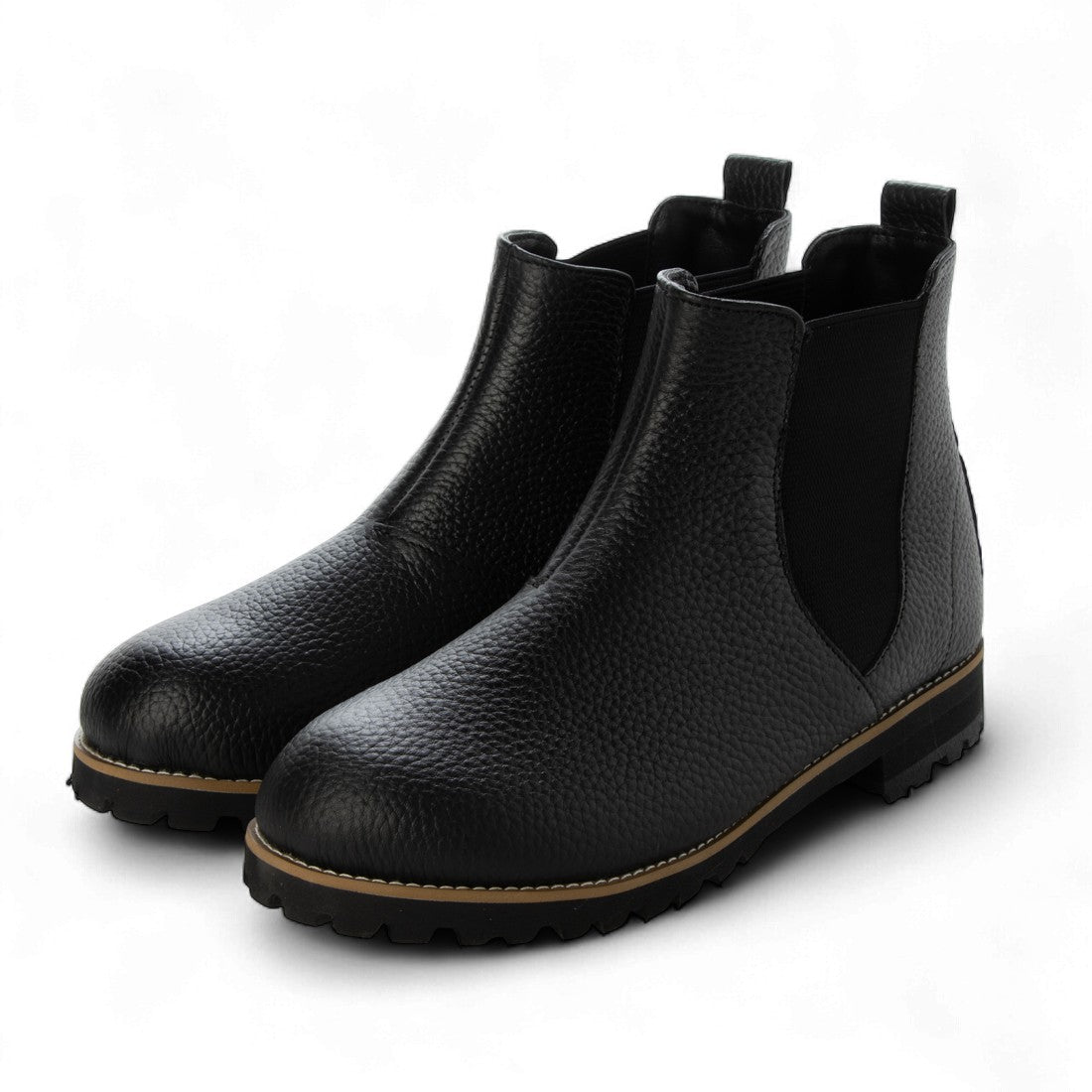 ハスキー HUSKY 本革 牛革コンフォート タンクソール サイドゴアブーツ （BLACK） BLACK