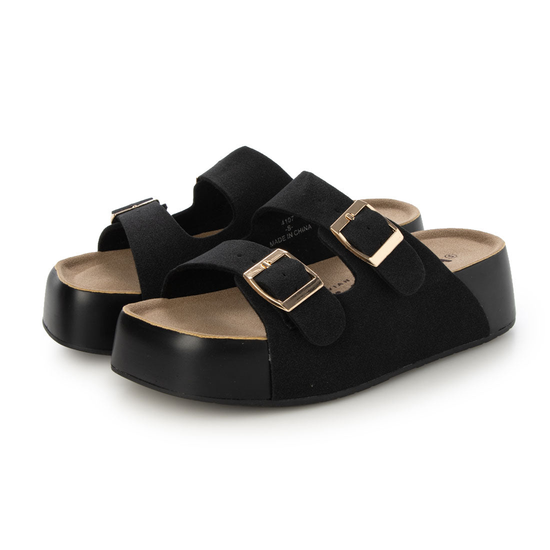 ハスキー HUSKY onni ELAMA ダブルバックル 厚底 プラットフォーム サンダル （BLACK） BLACK