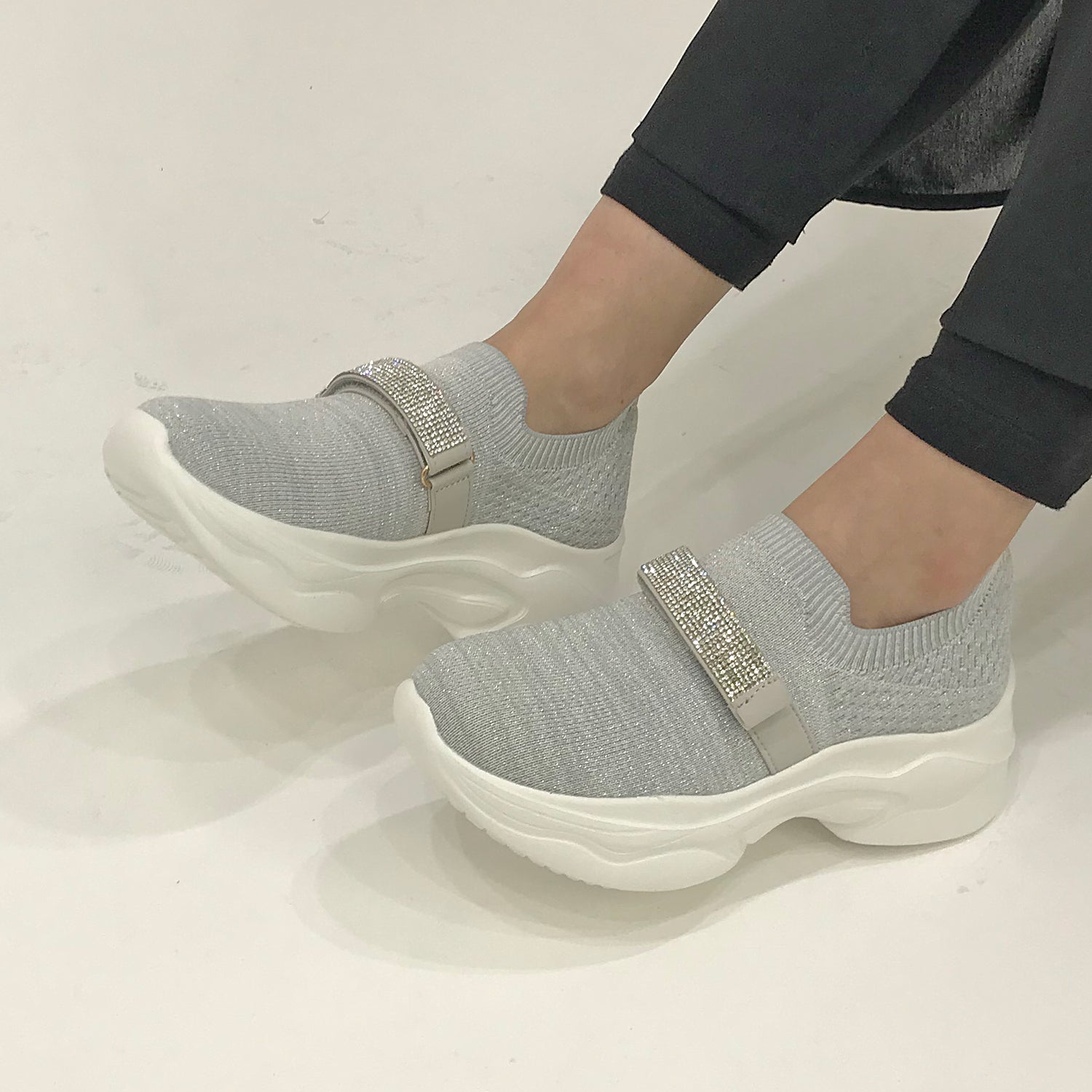 ハスキー husky Co.Ltd. Kitson キットソン キラキラベルト ニットスリッポン