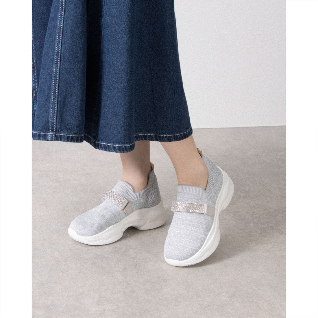 ハスキー husky Co.Ltd. Kitson キットソン キラキラベルト ニットスリッポン