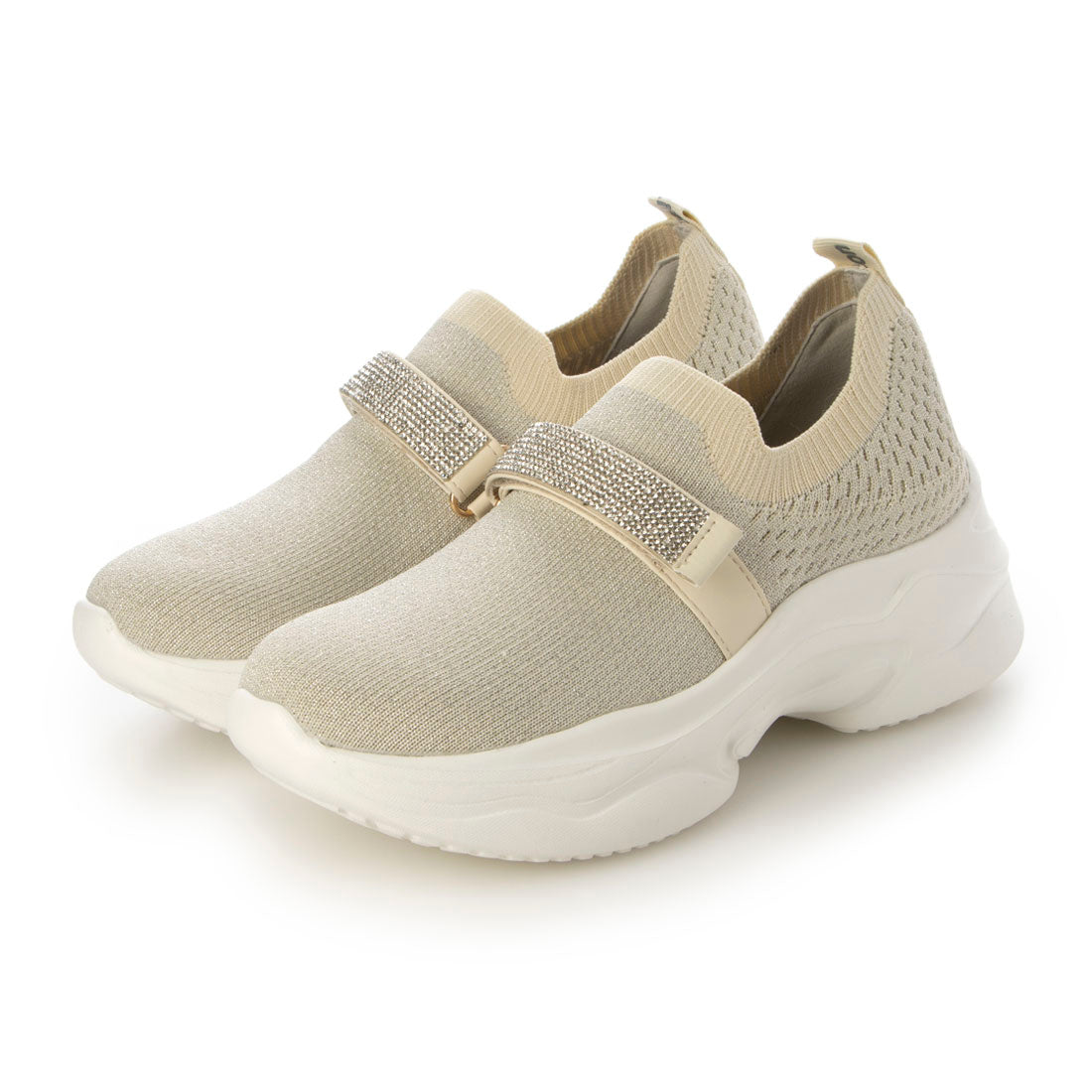 ハスキー husky Co.Ltd. Kitson キットソン キラキラベルト ニットスリッポン,BEIGE