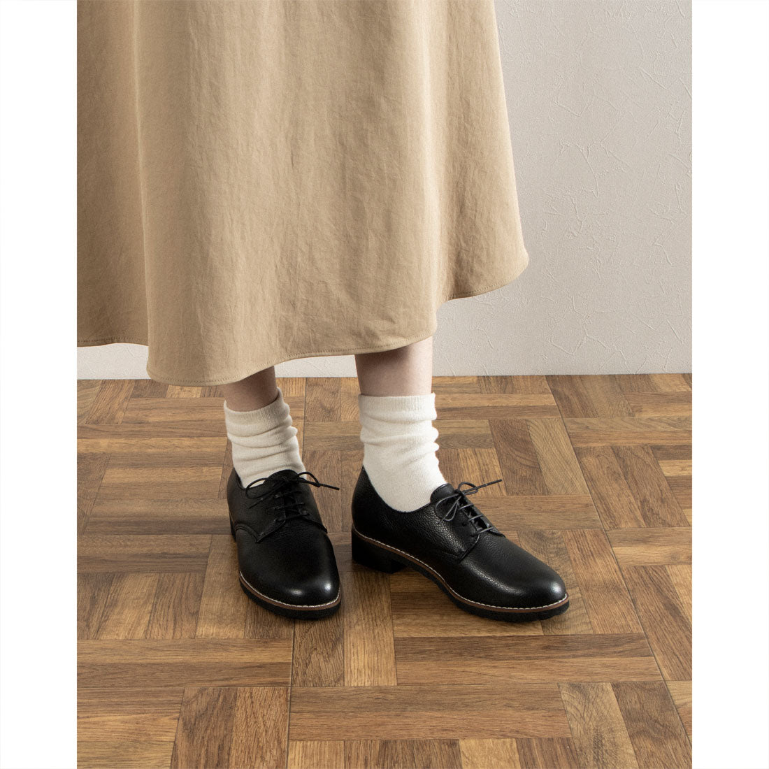 Husky Co.Ltd. [Genuine Leather] 3.5cm Heel Almond Toe Derby Shoes
