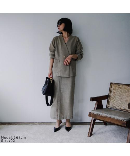 ヒュイル hwyl hwyl ジャケット 510-84002 ノーカラー Vネック （12/ベージュ） 12/ベージュ