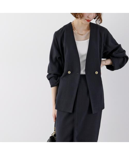 ヒュイル hwyl hwyl ジャケット 510-84002 ノーカラー Vネック （12/ベージュ） 12/ベージュ