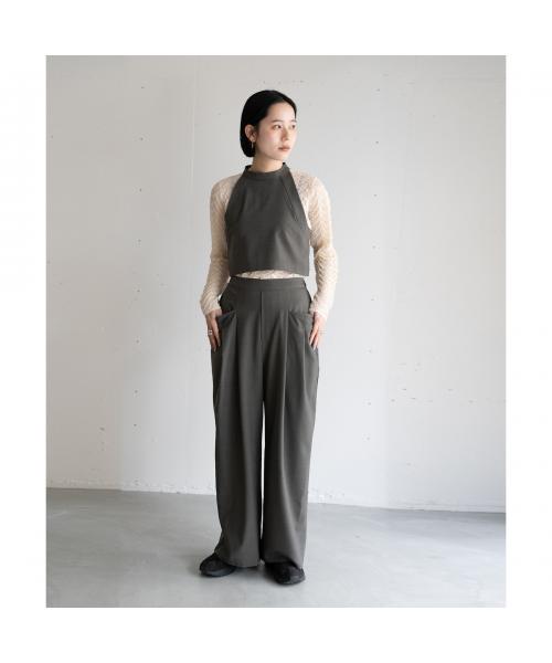 ヒュイル hwyl hwyl セットアップ 512-86523 ノースリーブ×ワイドパンツ （78/アッシュグレー） 78/アッシュグレー