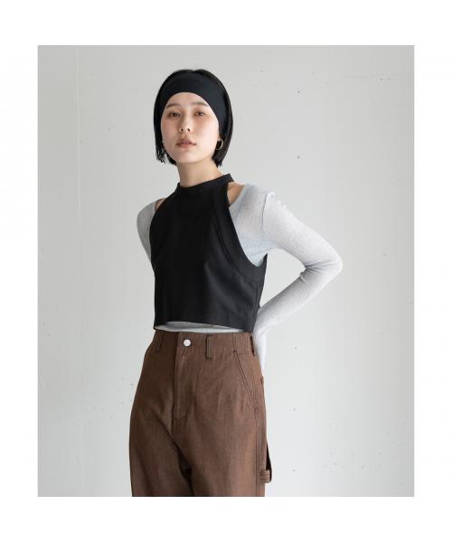 ヒュイル hwyl hwyl セットアップ 512-86523 ノースリーブ×ワイドパンツ （78/アッシュグレー） 78/アッシュグレー