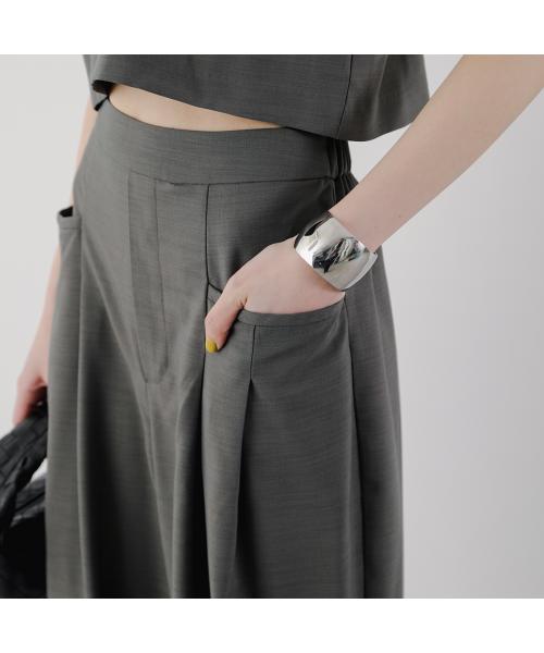 ヒュイル hwyl hwyl セットアップ 512-86523 ノースリーブ×ワイドパンツ （78/アッシュグレー） 78/アッシュグレー