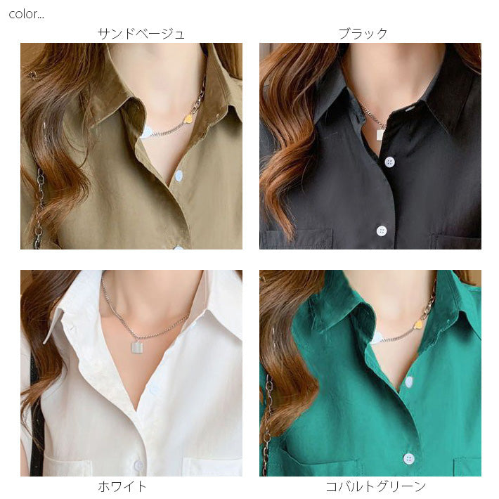 アイカ ica シャツブラウス ブラウス シャツ ワイシャツ キャップスリーブ レギュラーカラー 涼しい 薄手 半袖 オフィス カジュアル ビジネス ナチュラル きれいめ ゆったり 無地 （BR） BR