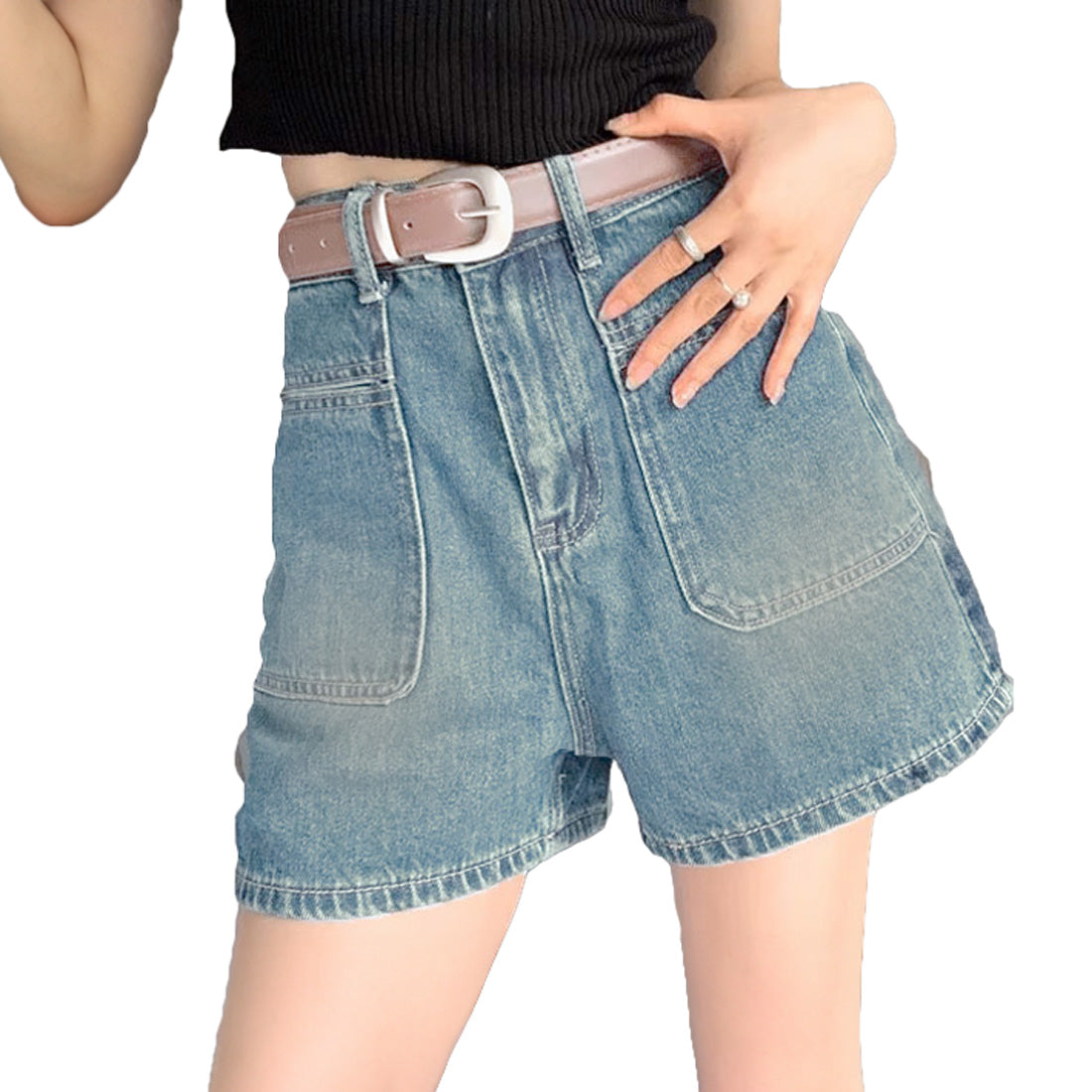 アイカ ica ショートパンツ デニム パンツ ショート キュロット 短パン ショーパン ジーンズ Aライン ハイウエスト ショート丈  ゆったり 大きいサイズ カジュアル キャンプ アウトドア （LBL） LBL