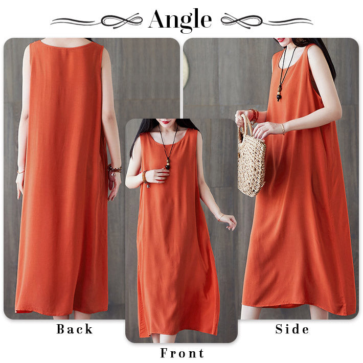 Aika ica A-line sleeveless dress in a cool, lightweight rayon blend