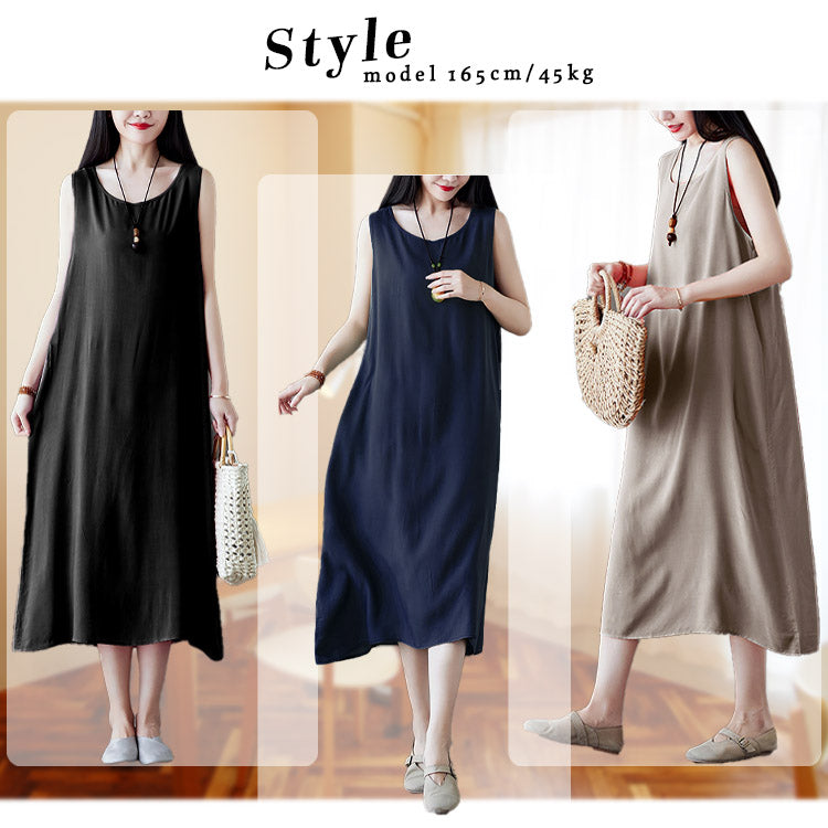 Aika ica A-line sleeveless dress in a cool, lightweight rayon blend