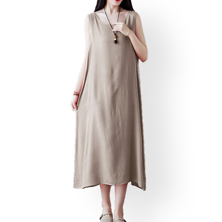 Aika ica A-line sleeveless dress in a cool, lightweight rayon blend