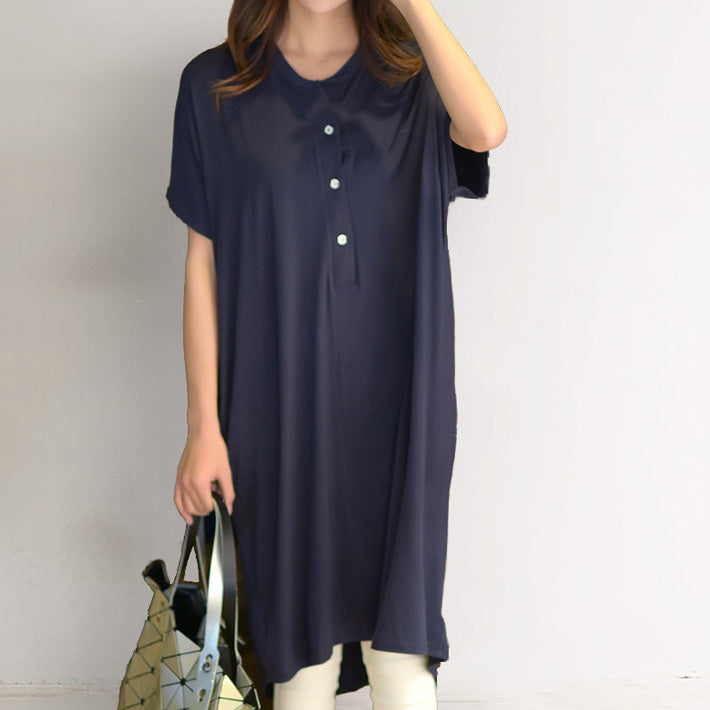 knee length dresses for ladies Aika Ica Thin, Soft, Stretchy Material, Loose Dolman Design, Plain short-sleeved, Long-Length T-Shirt Dress, Maternity Pajamas, Tops, Nursing Clothes