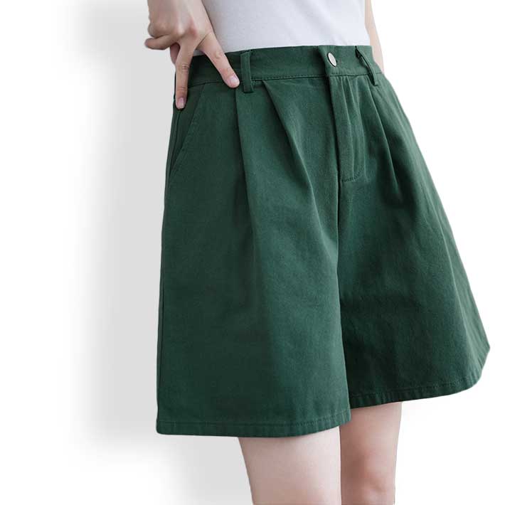 Aica Loose A-line High Waist Color Denim Shorts