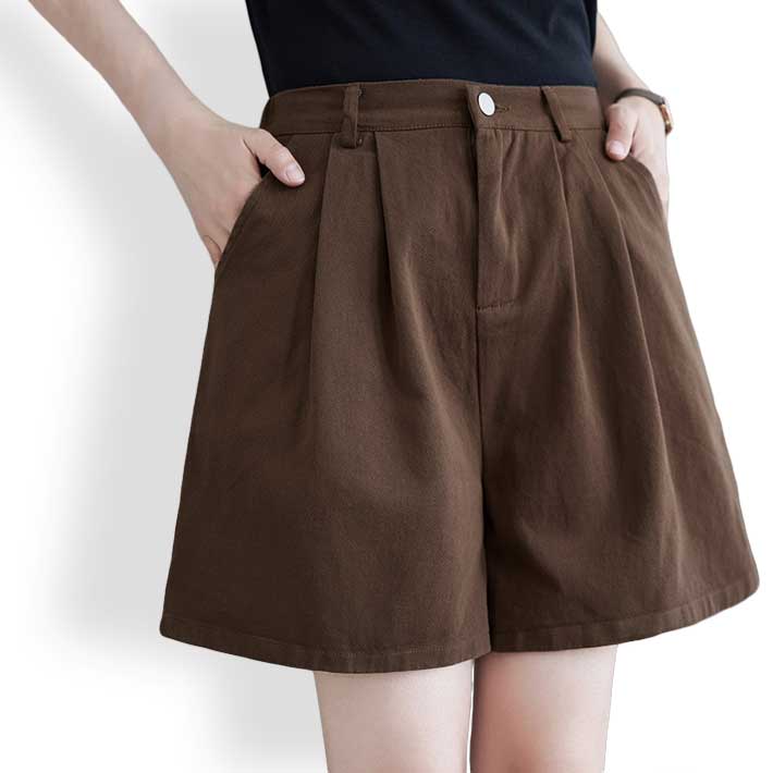 Aica Loose A-line High Waist Color Denim Shorts