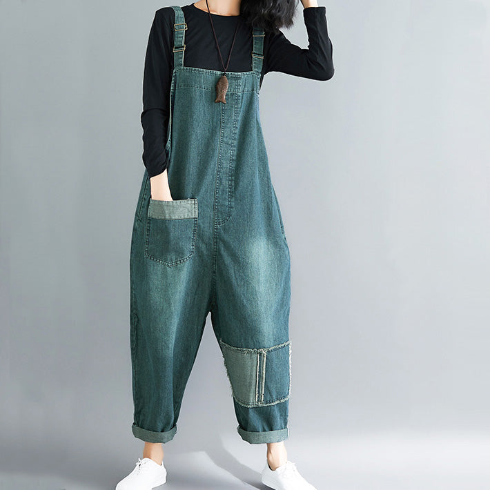 Aika ica Loose and relaxed sarouel design vintage denim overalls