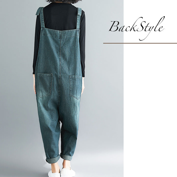 Aika ica Loose and relaxed sarouel design vintage denim overalls