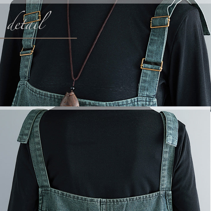 Aika ica Loose and relaxed sarouel design vintage denim overalls