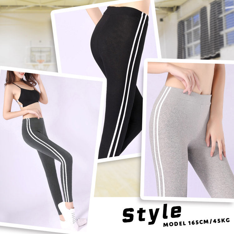 アイカ ica サイドライン レギンス スパッツ タイツ ストレッチパンツ ヨガパンツ ジャージ ハイウエスト 9分丈