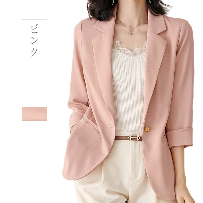 Aica ica Stretchable, drapeable, light weight, georgette material, 3/4 sleeve tailored jacket
