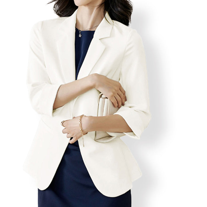 Aica ica Stretchable, drapeable, light weight, georgette material, 3/4 sleeve tailored jacket