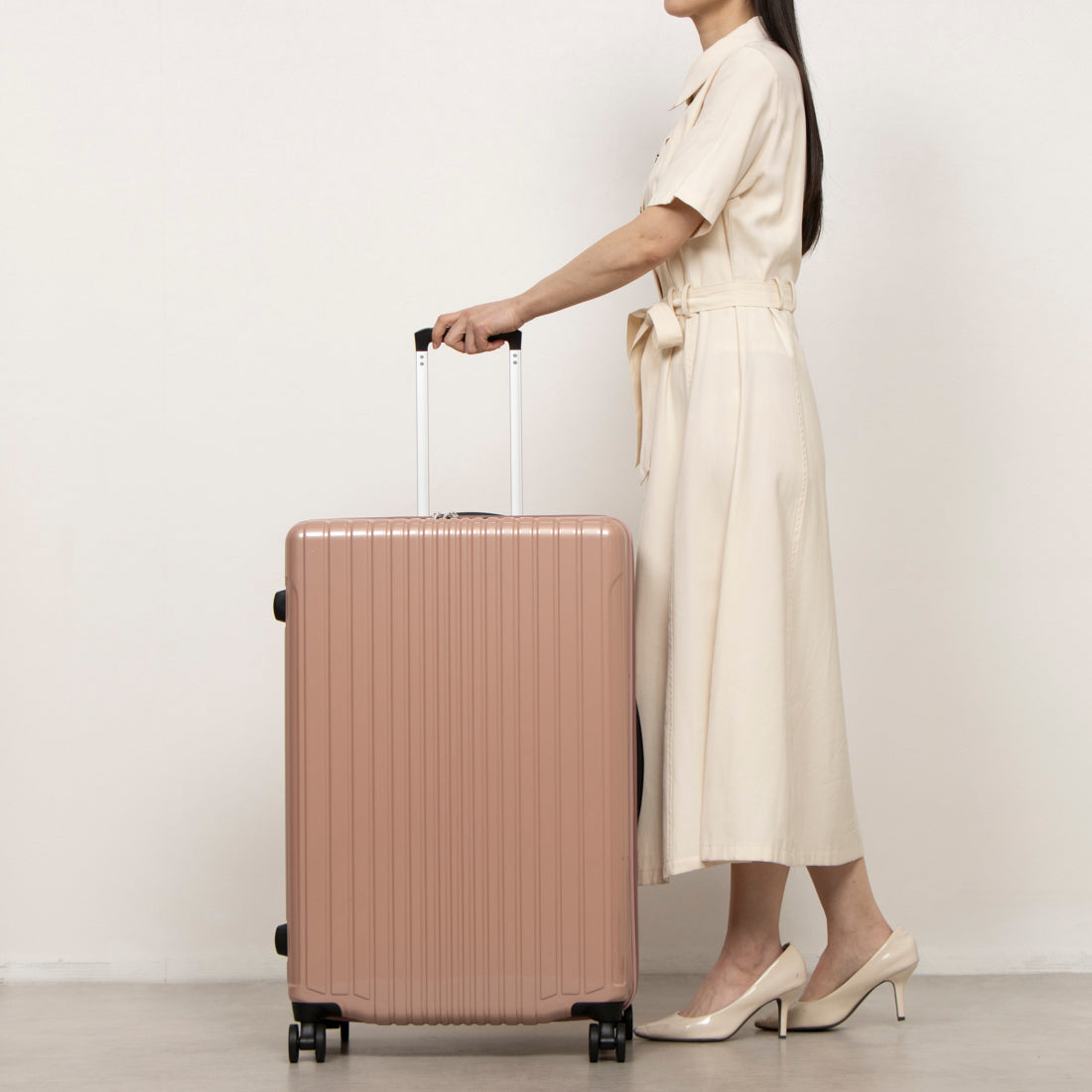 アジア・ラゲージ Asia Luggage 大容量／軽量／拡張機能で容量アップ／高純度ポリカーボネイト100% ALI-6000-28W [10泊以上] 100L(拡張時114L) （アッシュコーラル） アッシュコーラル