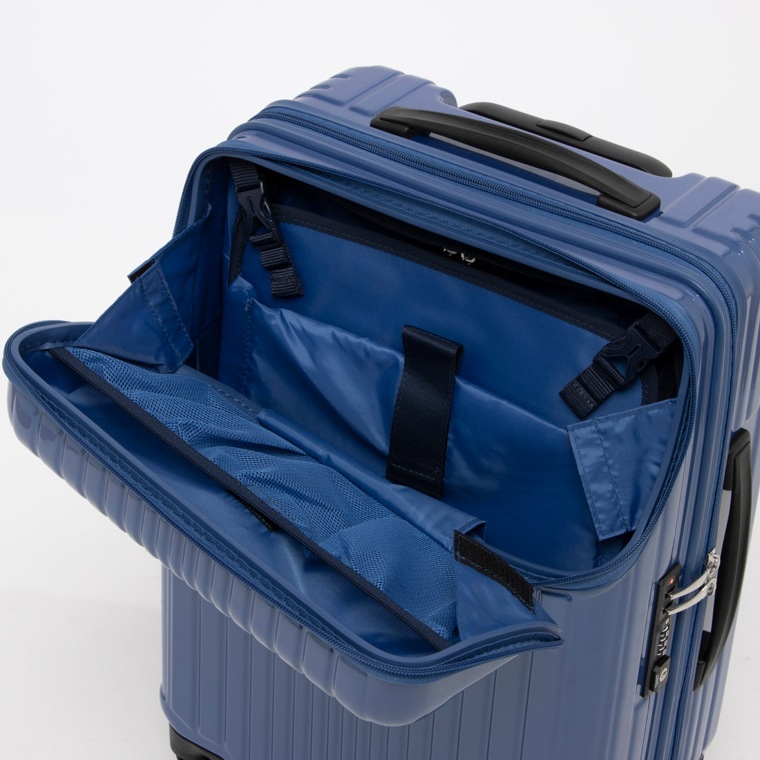 アジア・ラゲージ Asia Luggage トップオープン / 高純度ポリカーボネイト100% / 2way式TSAロック搭載 / 15インチPC収納可能/軽量/機内持ち込みサイズ ALI-6000TP-18 [2?3泊] 37L （アッシュブルー） アッシュブルー