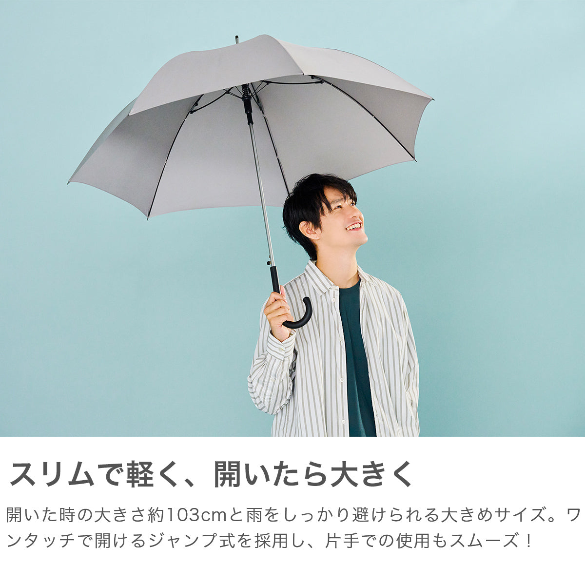 ウォーターフロント Waterfront 傘 晴雨兼用 大きめ 雨傘 日傘 長傘 UVカット 紫外線対策 撥水 耐風 晴雨兼用傘 シンプル ジャンプ式 ブランド LESS IS MORE エアリーライトジャンプ 65cm U165-0891 （ネイビー） ネイビー