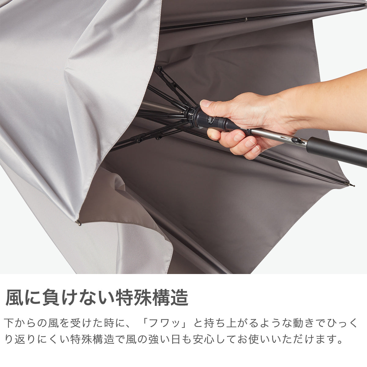 ウォーターフロント Waterfront 傘 晴雨兼用 大きめ 雨傘 日傘 長傘 UVカット 紫外線対策 撥水 耐風 晴雨兼用傘 シンプル ジャンプ式 ブランド LESS IS MORE エアリーライトジャンプ 65cm U165-0891 （ネイビー） ネイビー