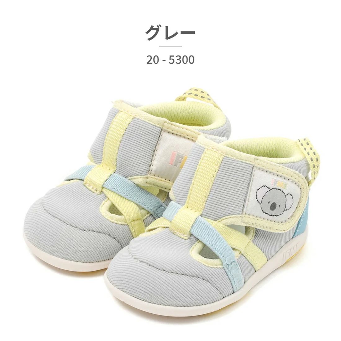 IFME First Shoes Kids Koala Motif Summer First 20-5300 IFME Baby Sneakers Summer Shoes Velcro