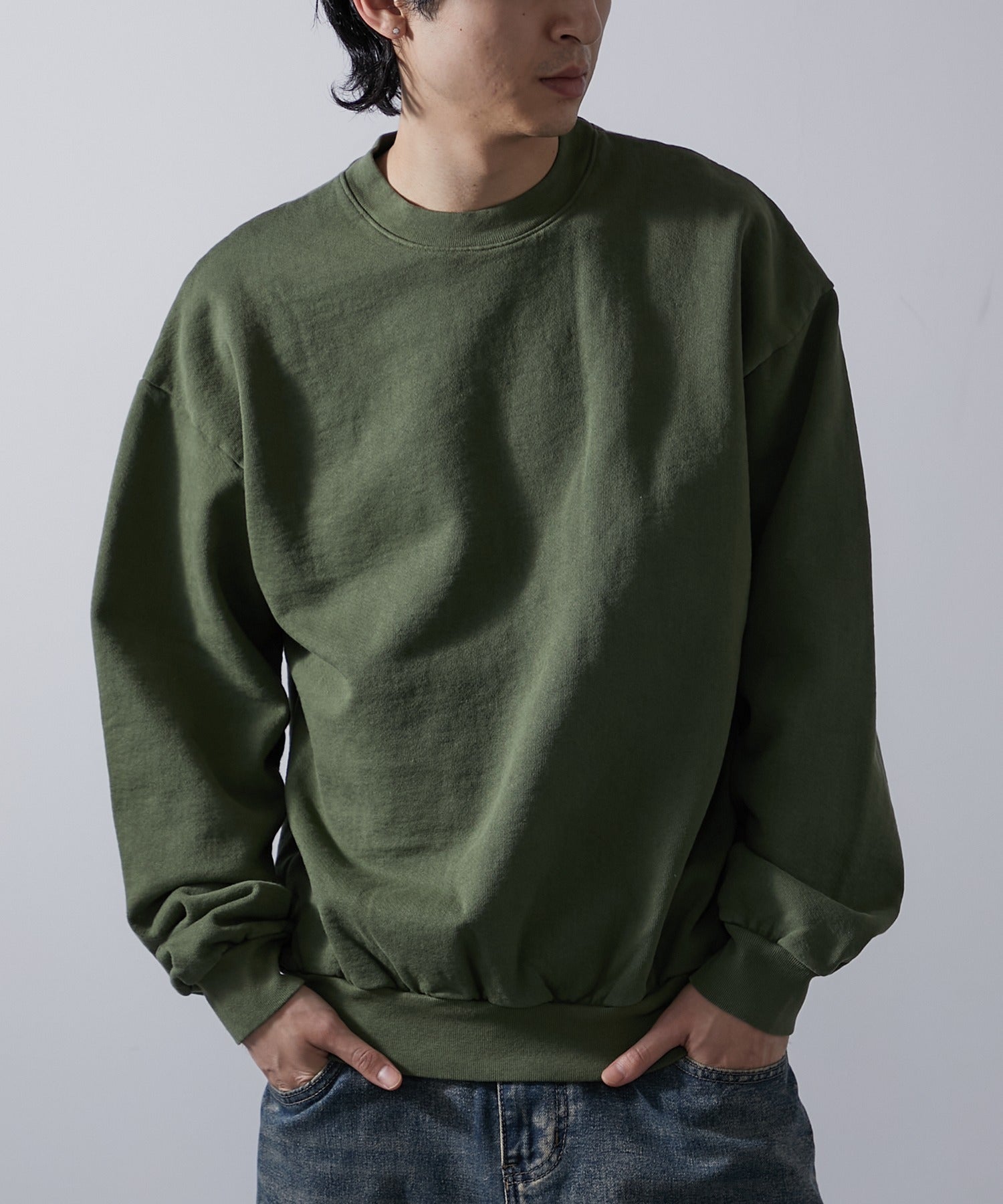 ロサンゼルスアパレル LOS ANGELES APPAREL 【Los Angeles Apparel】14oz L/S Heavy Fleece PO Crew Garment Dye  ガーメントダイ ヘビーウェイト クルーネック スウェ （オリーブ） オリーブ