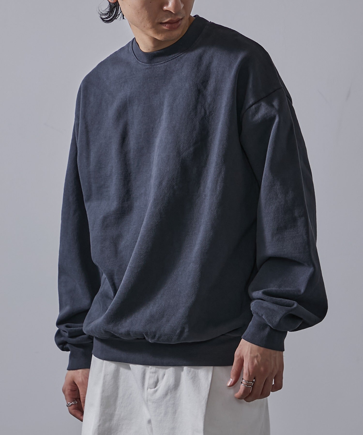 ロサンゼルスアパレル LOS ANGELES APPAREL 【Los Angeles Apparel】14oz L/S Heavy Fleece PO Crew Garment Dye  ガーメントダイ ヘビーウェイト クルーネック スウェ （ブルー） ブルー