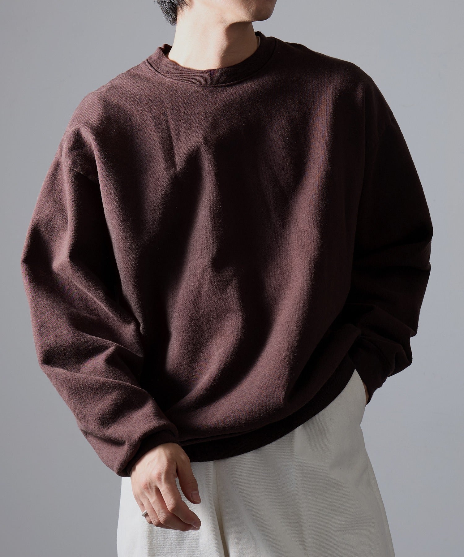 ロサンゼルスアパレル LOS ANGELES APPAREL 【Los Angeles Apparel】14oz L/S Heavy Fleece PO Crew Garment Dye  ガーメントダイ ヘビーウェイト クルーネック スウェ （ブラウン） ブラウン