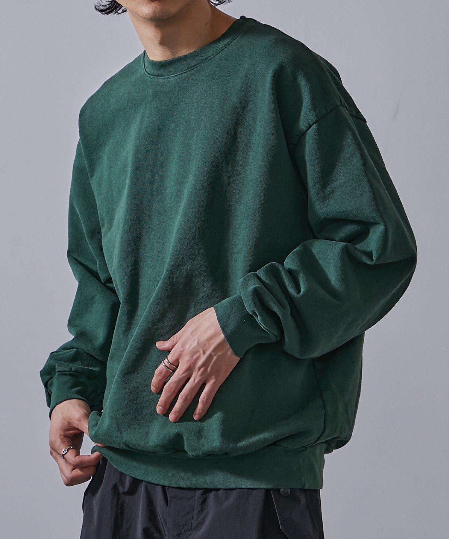 ロサンゼルスアパレル LOS ANGELES APPAREL 【Los Angeles Apparel】14oz L/S Heavy Fleece PO Crew Garment Dye  ガーメントダイ ヘビーウェイト クルーネック スウェ （グリーン） グリーン
